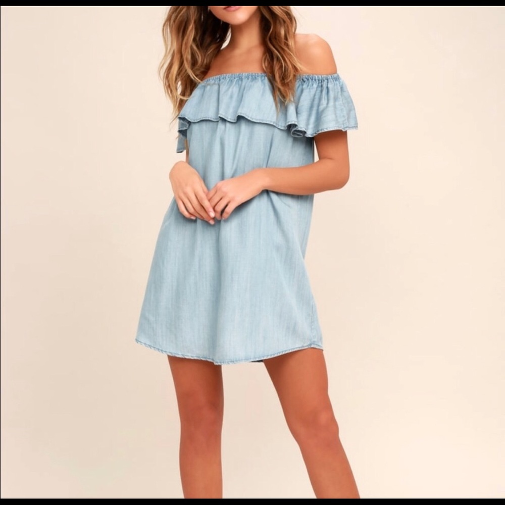 Off the shoulder denim dress
